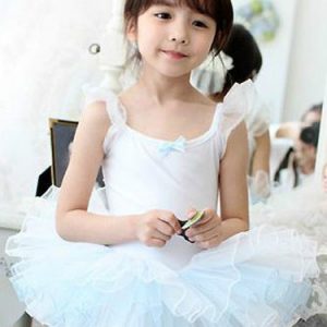 Ballet Dance Costumes White Strappy Sleeveless Orange Ruffle Ballerina Costume For Kids