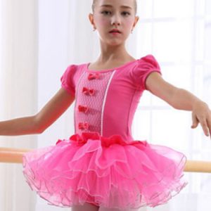 Ballet Dance Dress Costume For Kids Lilac Bow Leotard Performance Tutu Dress