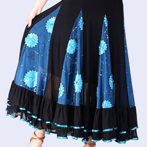 Ballroom Dance Costume Skirt Long Women Floral Dancing Bottoms