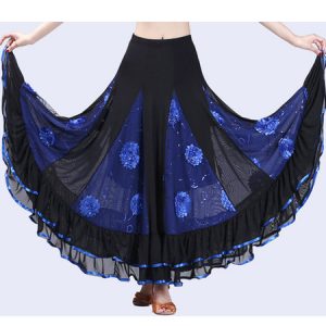 Ballroom Dance Costume Skirt Long Women Floral Dancing Bottoms