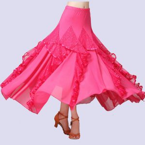 Ballroom Dance Costumes Black Milk Silk Sequins Ruffles Long Skirt Ballroom Dancer Dance Dress