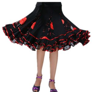 Ballroom Dance Costumes Flower Lace Ruffle Long Skirt Dance Wear