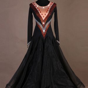 Ballroom Dance Costumes Gem Jeweled Bead Black Women Dress Dance Dress