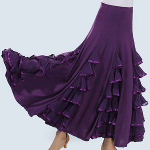 Ballroom Dance Costumes Layered Ruffle Long Skirt Women Dance Dress