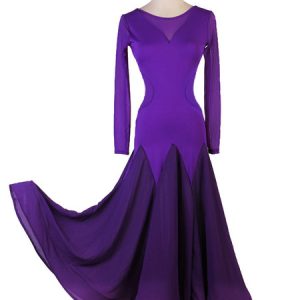 Ballroom Dance Costumes Purple Women Lycra Spandex Set Dress Dancing Wear