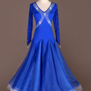 Ballroom Dance Costumes Royal Blue Women Beaded Dance Dress