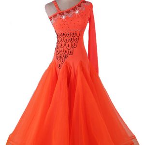 Ballroom Dance Costumes Ruffle Beaded Dress Women Dance Dress