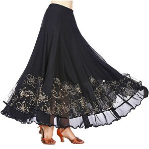 Ballroom Dance Costumes Ruffle Lacegilding Ster Long Skirt Dancer Dance Dress