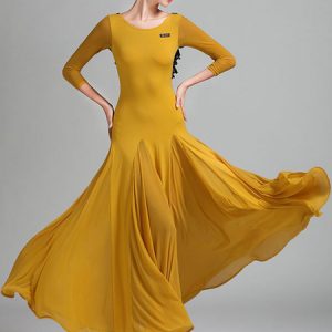 Ballroom Dance Costumes Ruffle Silk Dress Women Dancing Wear