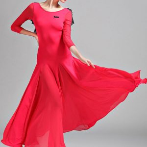 Ballroom Dance Costumes Ruffle Silk Dress Women Dancing Wear