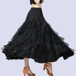 Ballroom Dance Costumes Rufflt Twto Tone Dancer Long Skirt Dance Dress