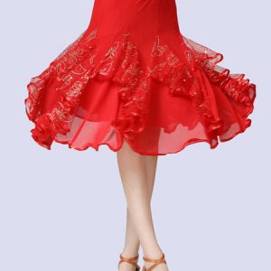 Ballroom Dance Costumes Tulle Long Skirt Flower Gilding Dance Dress For Women