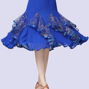 Ballroom Dance Costumes Tulle Long Skirt Flower Gilding Dance Dress For Women