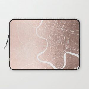 Bangkok Thailand Minimal Street Map - Rose Gold Pink and White II Computer Cover by MapMaker - Laptop Sleeve - 13"