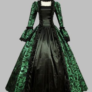 Baroque Halloween Costume Lace Ruffles Green Marie Antoinette Party Dresses