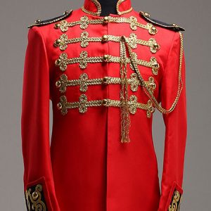 Baroque Red General Royal Court Synthetic Costumes For Men Halloween