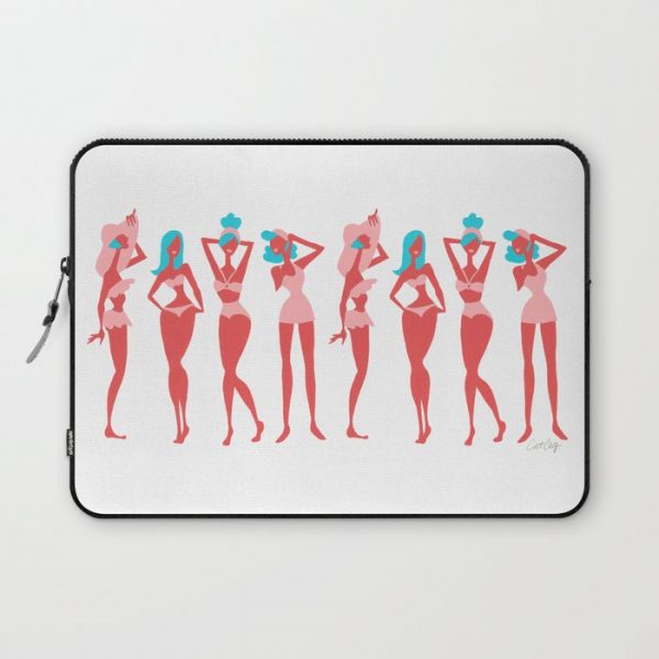 Beach Bombshells - Cyan & Coral Palette Computer Cover by Cat Coquillette - Laptop Sleeve - 13"