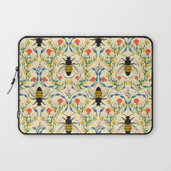 Bee Garden - Cream Computer Cover by Janine Lecour - Laptop Sleeve - 13"