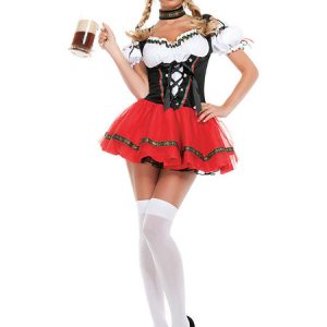 Beer Girl Costume Black Red Choker Dress Set Holidays Costumes Oktoberfest Costumes