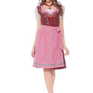 Beer Girl Costume Gingham Apron Maid Holidays Costumes Oktoberfest Costumes