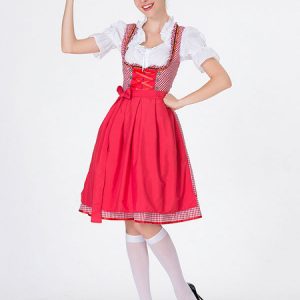 Beer Girl Costume Gingham Lace Up Dress Holidays Costumes Oktoberfest Costumes