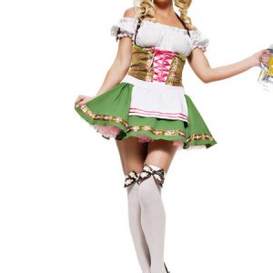 Beer Girl Costume Oktoberfest Halloween Women's Avocado Green Dress Halloween