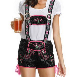 Beer Girl Costume White Floral Print Halloween Holidays Costumes Oktoberfest Costumes