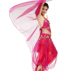 Belly Dance Costume Chiffon Women's Red Bollywood Dance Dress With Scarf