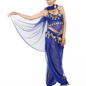 Belly Dance Costume Chiffon Women's Red Bollywood Dance Dress With Scarf