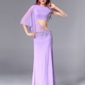 Belly Dance Costume Dresses Women Lilac Sexy Split Dancing Clothes