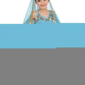 Belly Dance Costume Kids Blue Chiffon Sleeveless Indian Bollywood Dancing Costumes