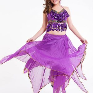 Belly Dance Costume Outfit Women Chiffon Skirt Top And Veil Bollywood Dancing Wear