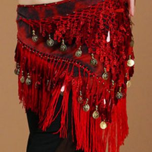 Belly Dance Costume Rose Red Polyester Bollywood Dancing Hip Scarf For Women