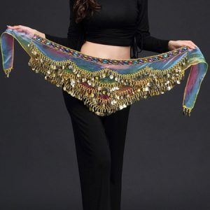 Belly Dance Costume Scarf Belt Blue Voile Bollywood Dancing Accessories