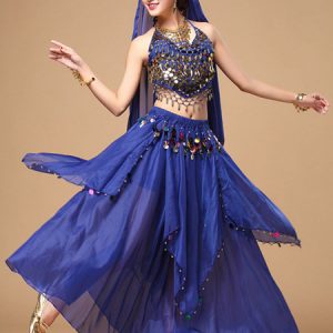 Belly Dance Costume Women's Red Sparkle Chiffon Bollywood Dance Dress