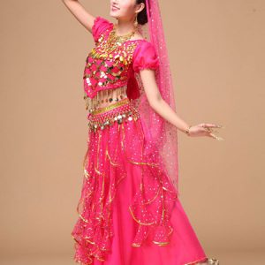 Belly Dance Costume Yellow Chiffon Sparkle Bollywood Dance Dress for Women