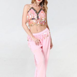 Belly Dance Costumes Belly Dancer Sequins Fringe Bra Pant Belly Dancing Wear For Women