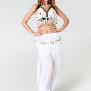 Belly Dance Costumes Woman Sequins Jeweled Red Belly Dancer Bra With Pant Halloween