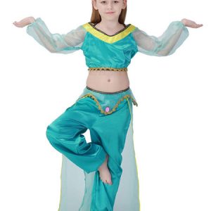 Belly Dancer Costume Halloween Kids Little Girls Blue Green Dancing Costume Outfit