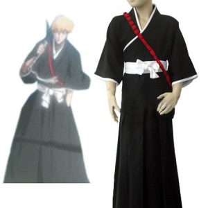 Black And White Uniform Cloth Bleach Ichigo Kurosaki Soul Reaper Uniform Kids Cosplay Costume Halloween