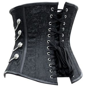 Black Steampunk Costume Metallic Chain Jacquard Retro Corset For Women