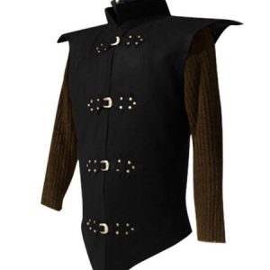 Black Vintage Coat Middle Ages Metal Details Revit Retro Costumes For Man