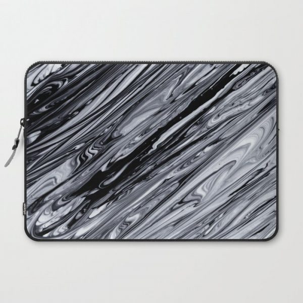 Black & White Striped Marble Print.jpg Computer Cover by Lumi - Laptop Sleeve - 15"