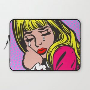 Blonde Bangs Crying Comic Girl Computer Cover by turddemon - Laptop Sleeve - 13"