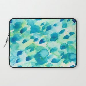 Blue, Green and Aqua Abstract Watercolor Painted Spots Computer Cover by Suzz in Colour - Laptop Sleeve - 13"