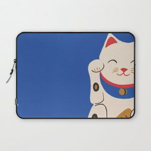 Blue Lucky Cat Maneki Neko Computer Cover by brushedinbold - Laptop Sleeve - 13"