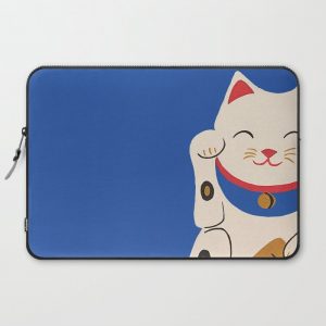 Blue Lucky Cat Maneki Neko Computer Cover by brushedinbold - Laptop Sleeve - 15"