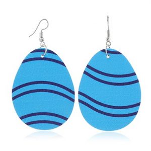 Blue Plastic Curve Design Earring Set - One Size