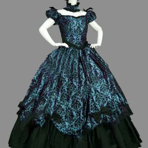 Blue Retro Costumes Marie Antoinette Costume Victorian Style Set Masquerade Ball Gown