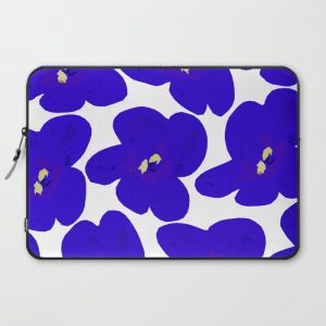 Blue Retro Flowers Computer Cover by PA$?ivi VikstrAPm - Laptop Sleeve - 15"